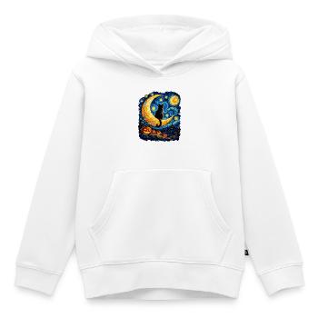 Mondkatze im Sternennacht-Labyrinth - Kinder Premium Organic Hoodie - Weiß - Vorne - AI Model Kid Female (0cm)