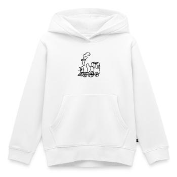 Handgezeichnete Dampflok mit Rauchkringeln - Kinder Premium Organic Hoodie - Weiß - Vorne - AI Model Kid Female (0cm)