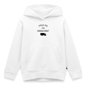 Déménageur / Déménagement / Déménager / Camion - Sweat Premium à capuche enfant bio - blanc - Devant - AI Model Kid Female (0cm)
