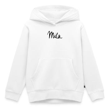 Mila - Sweat Premium à capuche enfant bio - blanc - Devant - AI Model Kid Female (0cm)