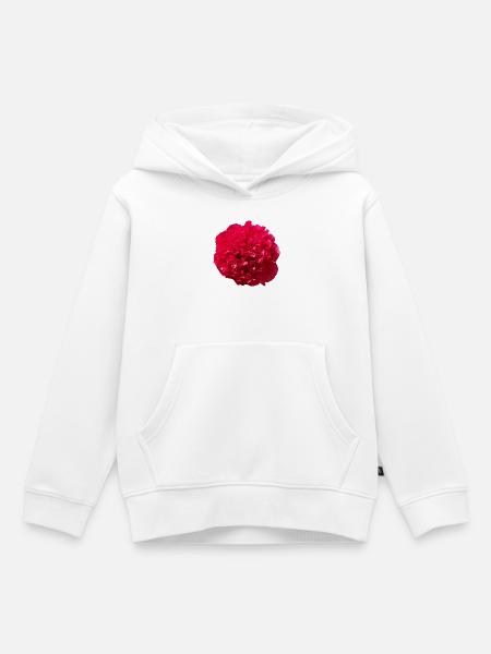 Bluete Pfingstrose rot - Kinder Premium Organic Hoodie - Weiß