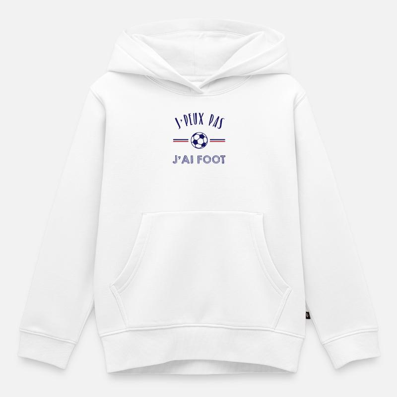 J'peux pas, j'ai foot - Sweat Premium à capuche enfant bio - blanc