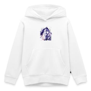 Équitation - Équitation - École d’équitation - Aquarelle - Sweat Premium à capuche enfant bio - blanc - Devant - AI Model Kid Female (0cm)