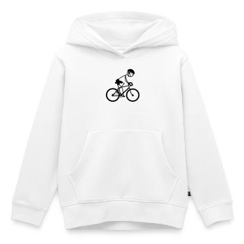Jeune ou homme à vélo - Sweat Premium à capuche enfant bio - blanc - Devant - AI Model Kid Female (0cm)