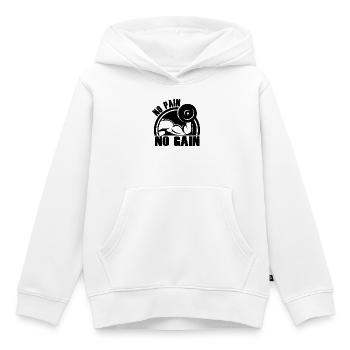 no pain no gain - Sweat Premium à capuche enfant bio - blanc - Devant - AI Model Kid Female (0cm)