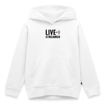 Streamer en direct - Sweat Premium à capuche enfant bio - blanc - Devant - AI Model Kid Female (0cm)
