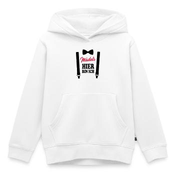 Baby Kinder Hier bin ich Mädchen - Kinder Premium Organic Hoodie - Weiß - Vorne - AI Model Kid Female (0cm)