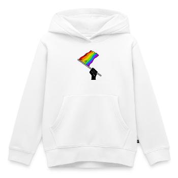 Pride month arc-en-ciel drapeau Faust - Sweat Premium à capuche enfant bio - blanc - Devant - AI Model Kid Female (0cm)
