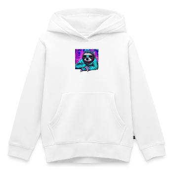 Retrowave Sloth - Ukiyo-e Malerei - Kinder Premium Organic Hoodie - Weiß - Vorne - AI Model Kid Female (0cm)