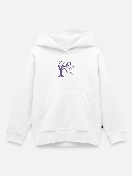 Toter baum mit 2 Katzen Silhouette - Kinder Premium Organic Hoodie - Weiß