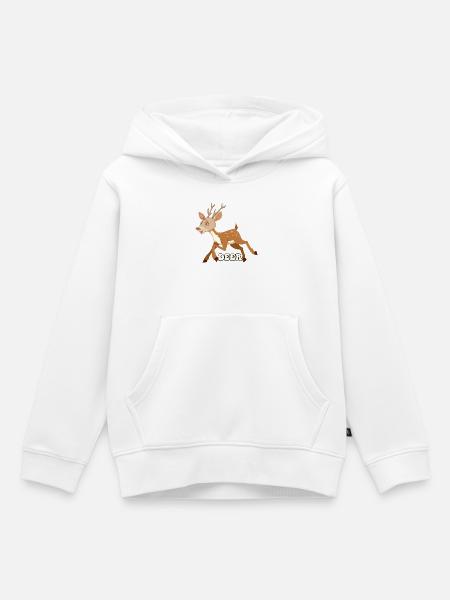 Skurriler Hirsch-Sprint - Kinder Premium Organic Hoodie - Weiß