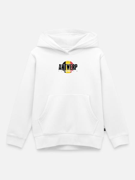 We Emblem Split Gelb Rot - Kinder Premium Organic Hoodie - Weiß