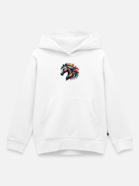Pferd - Kinder Premium Organic Hoodie - Weiß