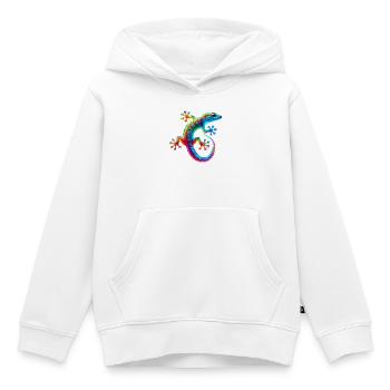 Gecko - Sweat Premium à capuche enfant bio - blanc - Devant - AI Model Kid Female (0cm)