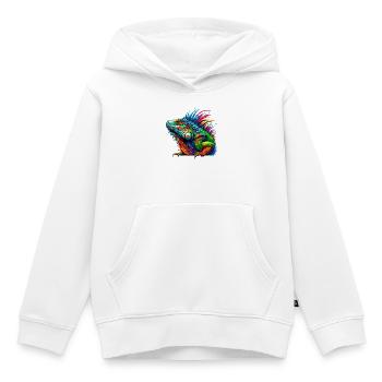 Iguane - Sweat Premium à capuche enfant bio - blanc - Devant - AI Model Kid Female (0cm)
