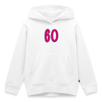 60. 60 ANS. 60e ANNIVERSAIRE. ANNIVERSAIRE 60 ANS. - Sweat Premium à capuche enfant bio - blanc - Devant - AI Model Kid Female (0cm)