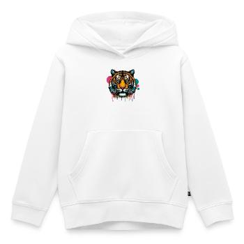 Tigre - Sweat Premium à capuche enfant bio - blanc - Devant - AI Model Kid Female (0cm)
