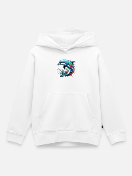 Delfin - Kinder Premium Organic Hoodie - Weiß