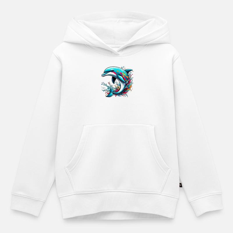 Delfin - Kinder Premium Organic Hoodie - Weiß