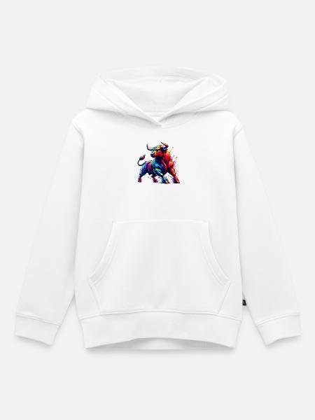 Stier - Kinder Premium Organic Hoodie - Weiß