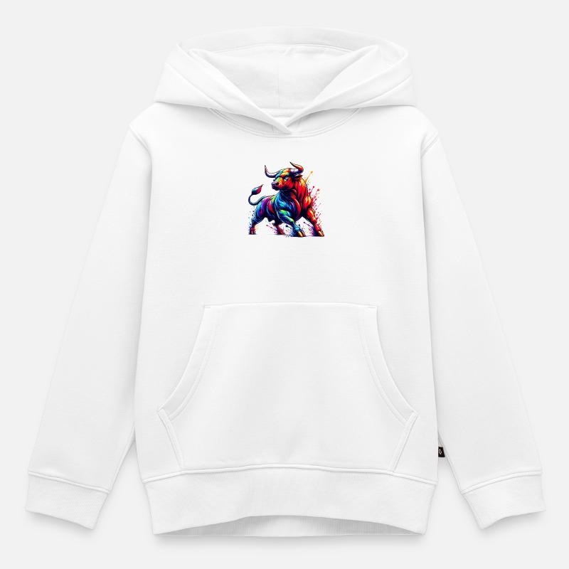 Taureau - Sweat Premium à capuche enfant bio - blanc
