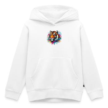 Tigre - Sweat Premium à capuche enfant bio - blanc - Devant - AI Model Kid Female (0cm)