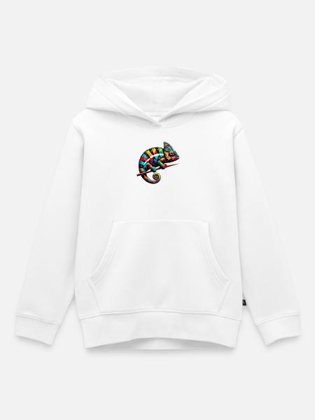 Harlekin Chamäleon - Kinder Premium Organic Hoodie - Weiß
