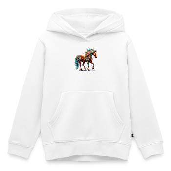 Cheval - Sweat Premium à capuche enfant bio - blanc - Devant - AI Model Kid Female (0cm)