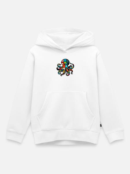 Krake - Kinder Premium Organic Hoodie - Weiß