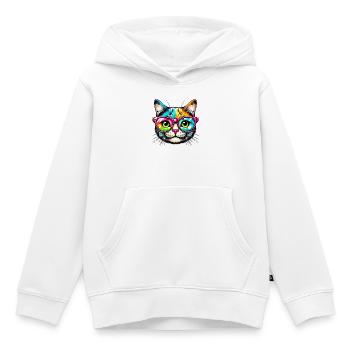 Kater mit Sonnenbrille - Kinder Premium Organic Hoodie - Weiß - Vorne - AI Model Kid Female (0cm)