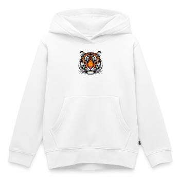 Tigre - Sweat Premium à capuche enfant bio - blanc - Devant - AI Model Kid Female (0cm)