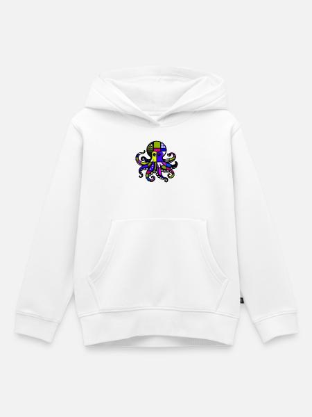 Krake - Kinder Premium Organic Hoodie - Weiß