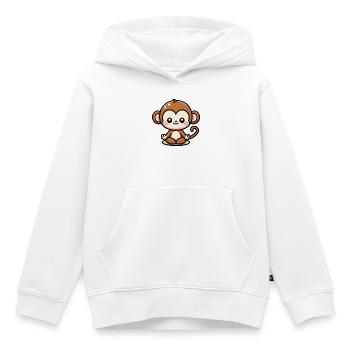 Singe - Sweat Premium à capuche enfant bio - blanc - Devant - AI Model Kid Female (0cm)