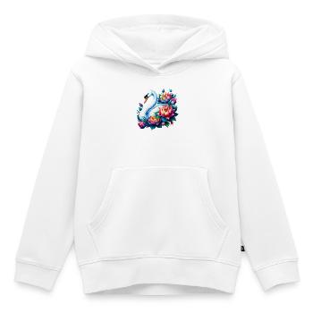 Schwan verziert mit Lotusblüten - Kinder Premium Organic Hoodie - Weiß - Vorne - AI Model Kid Female (0cm)