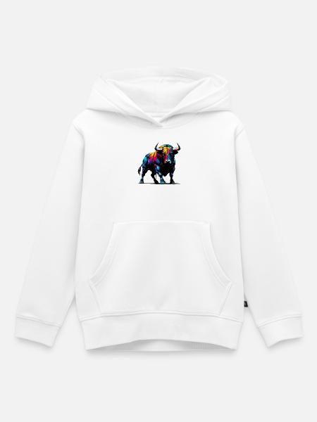 Stier - Kinder Premium Organic Hoodie - Weiß
