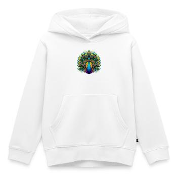 Paon - Sweat Premium à capuche enfant bio - blanc - Devant - AI Model Kid Female (0cm)
