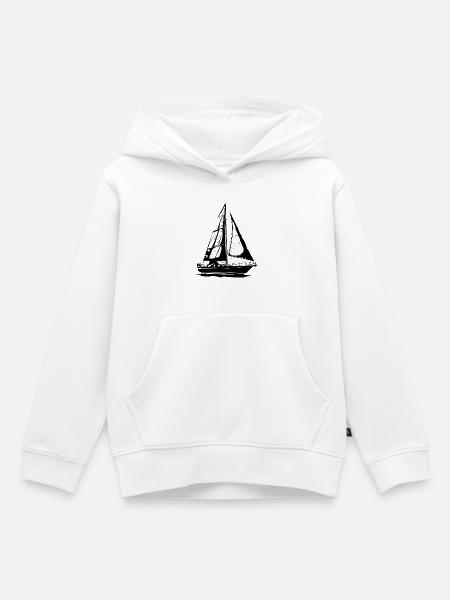 Segelboot Skizze - Kinder Premium Organic Hoodie - Weiß