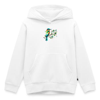 Guêpiers sur les pommiers en fleurs – Motif coloré - Sweat Premium à capuche enfant bio - blanc - Devant - AI Model Kid Female (0cm)