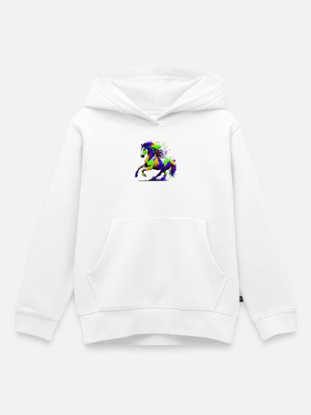 Pferd - Kinder Premium Organic Hoodie - Weiß
