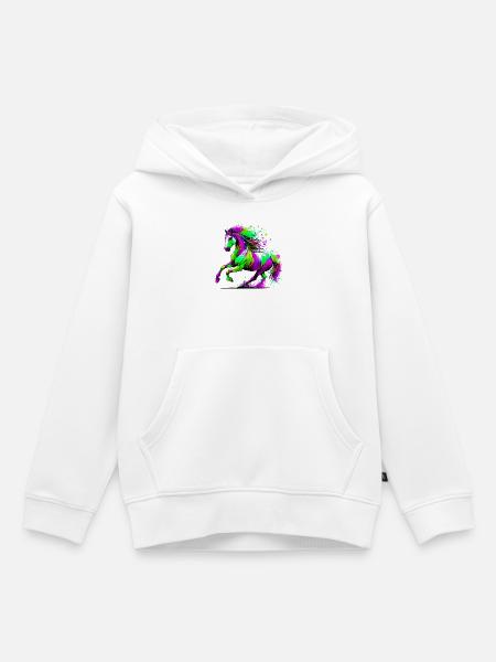 Pferd - Kinder Premium Organic Hoodie - Weiß