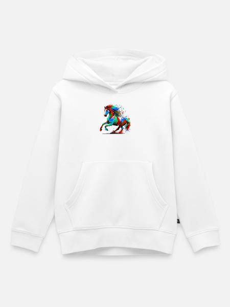 Pferd - Kinder Premium Organic Hoodie - Weiß