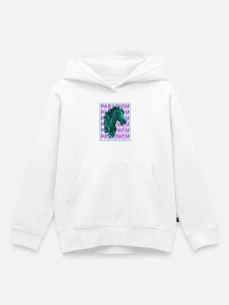 Neon-Pferdeskulptur im Retro-Futurismus - Kinder Premium Organic Hoodie - Weiß