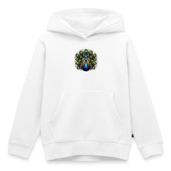 Paon - Sweat Premium à capuche enfant bio - blanc - Devant - AI Model Kid Female (0cm)