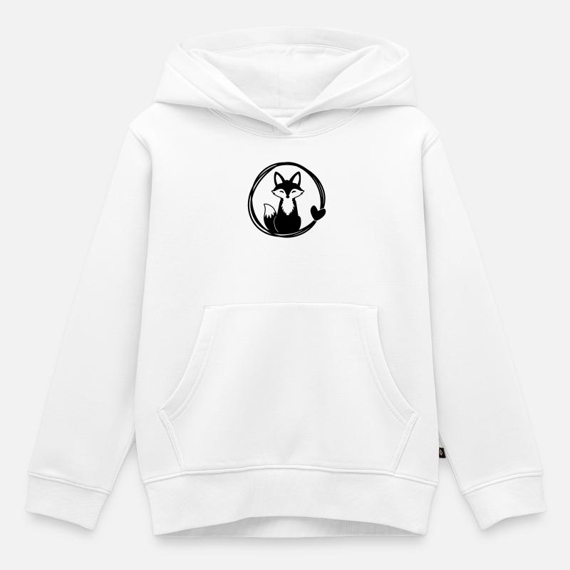 Renard mignon en couronne de coeur - Sweat Premium à capuche enfant bio - blanc