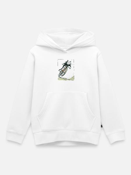 T Shirt Design Bike Cat - Kinder Premium Organic Hoodie - Weiß