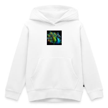 paon - Sweat Premium à capuche enfant bio - blanc - Devant - AI Model Kid Female (0cm)