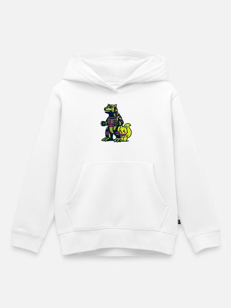 Mecha Drache mit Eichhörnchen - Kinder Premium Organic Hoodie - Weiß
