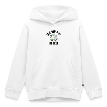 Je suis bien dans le lit - Sweat Premium à capuche enfant bio - blanc - Devant - AI Model Kid Female (0cm)