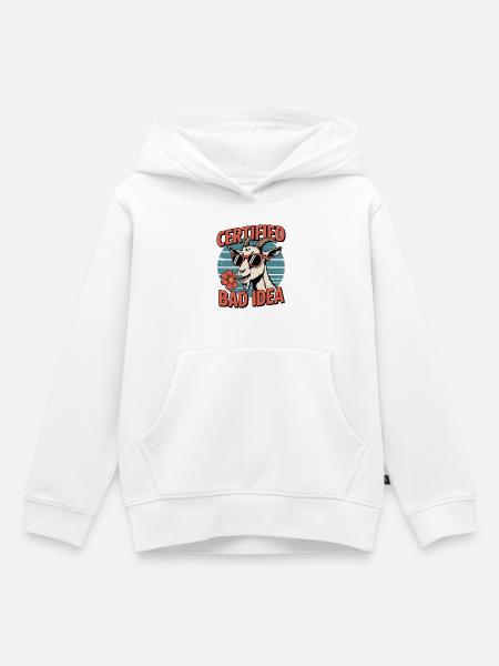 Zertifizierte Bad Idea Ziege - Kinder Premium Organic Hoodie - Weiß