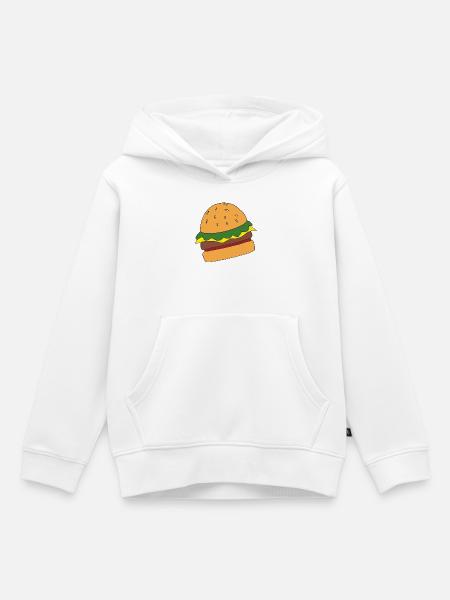 Lustiger Hamburger Cartoon-Print - Kinder Premium Organic Hoodie - Weiß